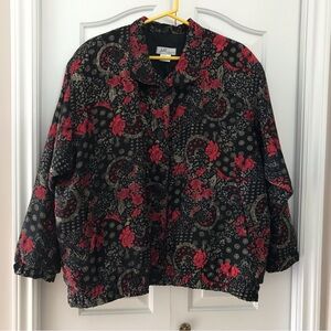 JUHLI Lightly Quilted Floral Print Fully Lined Long Sleeve Button Down J…